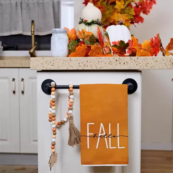 imageARKENY Fall Kitchen Towels for Fall DecorOrange Stripe Hello White Pumpkin Autumn Dish Towels 18x26 Inch Set of 2Farmhouse Home Thanksgiving Harvest Vintage Decorations AD348