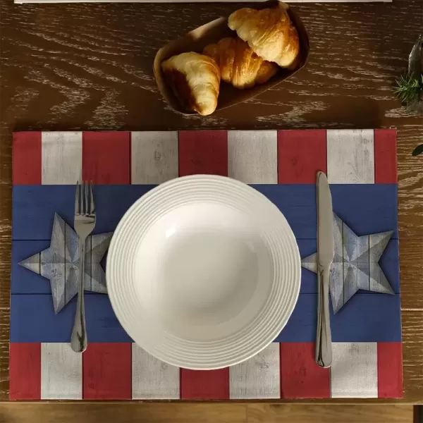 image4th of July Decorations Placemats 12x18 Inches Memorial Day American Stars and Stripes Place mats Patriotic America Freedom Liberty Independence Day Decor AP259 Blue