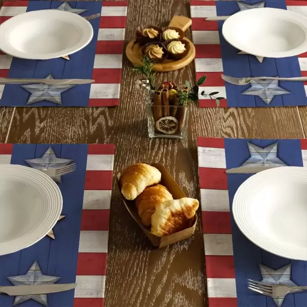 image4th of July Decorations Placemats 12x18 Inches Memorial Day American Stars and Stripes Place mats Patriotic America Freedom Liberty Independence Day Decor AP259 Blue