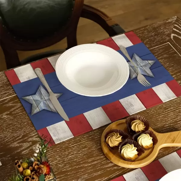 image4th of July Decorations Placemats 12x18 Inches Memorial Day American Stars and Stripes Place mats Patriotic America Freedom Liberty Independence Day Decor AP259 Blue