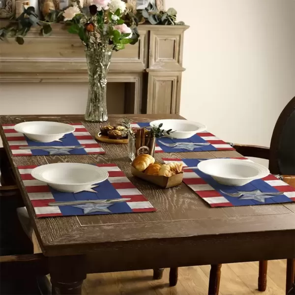 image4th of July Decorations Placemats 12x18 Inches Memorial Day American Stars and Stripes Place mats Patriotic America Freedom Liberty Independence Day Decor AP259 Blue