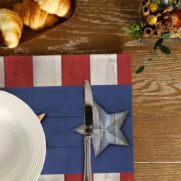 image4th of July Decorations Placemats 12x18 Inches Memorial Day American Stars and Stripes Place mats Patriotic America Freedom Liberty Independence Day Decor AP259 Blue