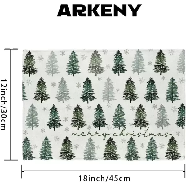 imageARKENY Christmas Placemats 12x18 Inches Set of 4 Green Tree Snowflake Xmas Winter Holiday Burlap Farmhouse Burlap Indoor Table Mats Decorations for Home Party AP48118Green