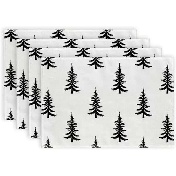 imageARKENY Christmas Placemats 12x18 Inches Set of 4 White Tree Blue Xmas Winter Holiday Burlap Farmhouse Burlap Indoor Table Mats Decorations for Home Party AP6444Beige