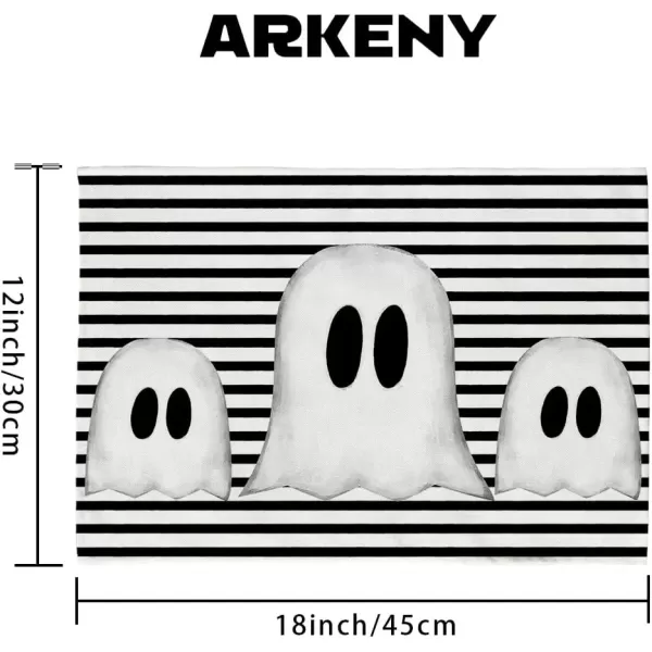 imageARKENY Halloween Placemats 12x18 Inches Set of 6Spooky Ghost Holiday Decor Burlap Stripe Farmhouse Indoor Kitchen Dining Table Mat Decorations for Home PartyPlacemats Set of 6  12X18