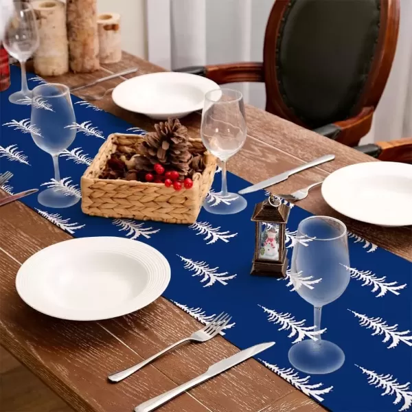 imageARKENY Christmas Tree Table Runner 13x72 Inches Blue Winter Holiday Indoor Outdoor Table Decoration for HomeBlue