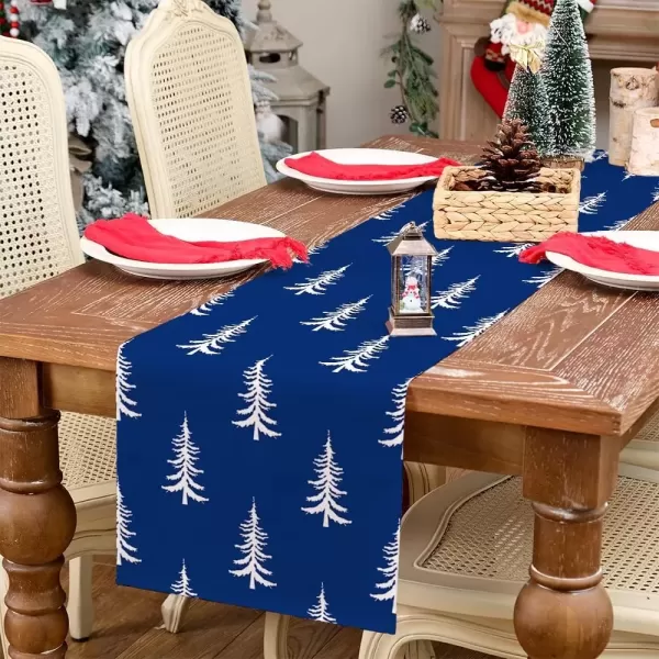 imageARKENY Christmas Tree Table Runner 13x72 Inches Blue Winter Holiday Indoor Outdoor Table Decoration for HomeBlue