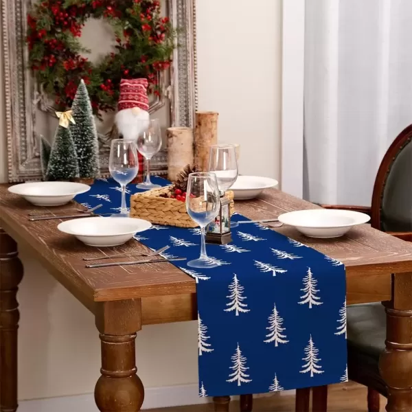 imageARKENY Christmas Tree Table Runner 13x72 Inches Blue Winter Holiday Indoor Outdoor Table Decoration for HomeBlue