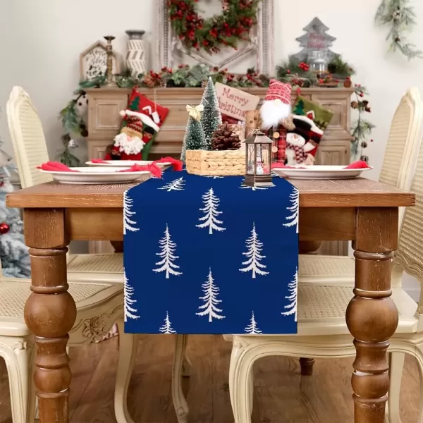 imageARKENY Christmas Tree Table Runner 13x72 Inches Blue Winter Holiday Indoor Outdoor Table Decoration for HomeBlue