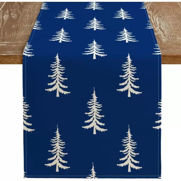 imageARKENY Christmas Tree Table Runner 13x72 Inches Blue Winter Holiday Indoor Outdoor Table Decoration for HomeBlue