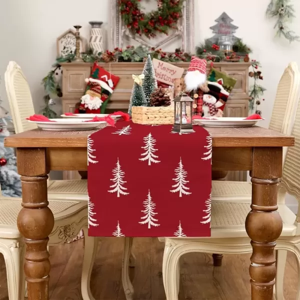 imageARKENY Christmas Tree Table Runner 13x72 Inches Blue Winter Holiday Indoor Outdoor Table Decoration for HomeRed