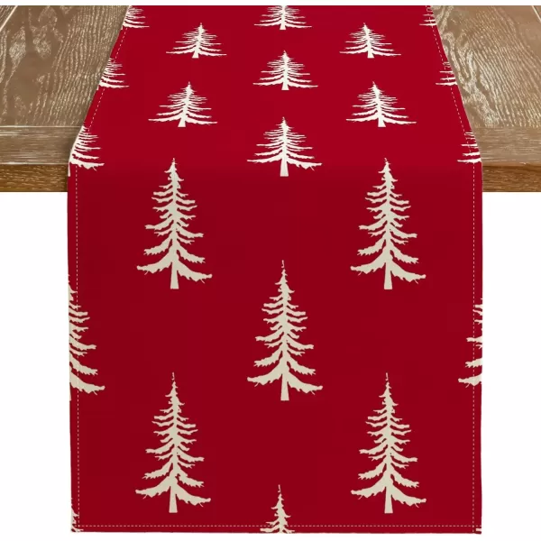 imageARKENY Christmas Tree Table Runner 13x72 Inches Blue Winter Holiday Indoor Outdoor Table Decoration for HomeRed