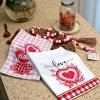 imageARKENY Valentines Day Kitchen Towels Set of 2Red Buffalo Plaid Eucalyptus Leaves Heart Dish Towels 18x26 Inch Drying DishclothFarmhouse Home Wedding Decoration AD164