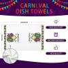 imageMardi Gras Kitchen Towels Set of 2Yellow Fleur de lis Beads Mask Dish Hand Towels Holiday Carnival New Orleans Seasonal Decorations DD071