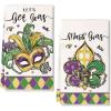 imageMardi Gras Kitchen Towels Set of 2Yellow Fleur de lis Beads Mask Dish Hand Towels Holiday Carnival New Orleans Seasonal Decorations DD071