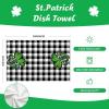 imageARKENY St Patricks Day Kitchen Towels Set of 2Black Buffalo Plaid Shamrock Bowknot St Patricks Day Dish Towels 18x26 Inch Drying DishclothFarmhouse Home Holiday Decorations AD200