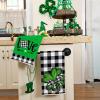 imageARKENY St Patricks Day Kitchen Towels Set of 2Black Buffalo Plaid Shamrock Bowknot St Patricks Day Dish Towels 18x26 Inch Drying DishclothFarmhouse Home Holiday Decorations AD200