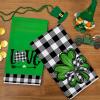 imageARKENY St Patricks Day Kitchen Towels Set of 2Black Buffalo Plaid Shamrock Bowknot St Patricks Day Dish Towels 18x26 Inch Drying DishclothFarmhouse Home Holiday Decorations AD200