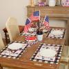 imageARKENY 4th of July Memorial Day Placemats 12x18 Inches Set of 4 Star American Flag Holiday Farmhouse Buffalo Plaid Burlap Indoor Patriotic Independence Table Mats Decor for Home Party AP6164