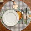 imageARKENY Fall Placemats 12x18 Inches Set of 4 Pumpkins Eucalyptus Leaves Autumn Seasonal Farmhouse Buffalo Plaid Burlap Indoor Outdoor Kitchen Dining Table Mats Decorations for Home Party AP6244Orange