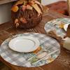 imageARKENY Fall Placemats 12x18 Inches Set of 4 Pumpkins Eucalyptus Leaves Autumn Seasonal Farmhouse Buffalo Plaid Burlap Indoor Outdoor Kitchen Dining Table Mats Decorations for Home Party AP6244Orange