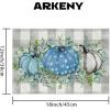 imageARKENY Fall Placemats 12x18 Inches Set of 4 Pumpkins Eucalyptus Leaves Autumn Seasonal Farmhouse Buffalo Plaid Burlap Indoor Outdoor Kitchen Dining Table Mats Decorations for Home Party AP6244Blue