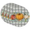 imageARKENY Fall Placemats 12x18 Inches Set of 4 Pumpkins Eucalyptus Leaves Autumn Seasonal Farmhouse Buffalo Plaid Burlap Indoor Outdoor Kitchen Dining Table Mats Decorations for Home Party AP6244Orange