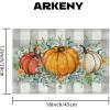 imageARKENY Fall Placemats 12x18 Inches Set of 4 Pumpkins Eucalyptus Leaves Autumn Seasonal Farmhouse Buffalo Plaid Burlap Indoor Outdoor Kitchen Dining Table Mats Decorations for Home Party AP6244Orange