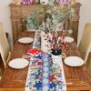 imageARKENY 4th of July Memorial Day Table Runner 13x72 Inches Eucalyptus Leaves American Flag Floral Holiday Farmhouse Burlap Indoor Patriotic Independence Table Decor for Home Party AT61572Table Runner  13X72