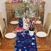 imageARKENY 4th of July Memorial Day Table Runner 13x72 Inches Freedom Stars Firework Holiday Farmhouse Blue Burlap Indoor Kitchen Dining Patriotic Independence Table Decor for Home Party AT61272