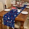 imageARKENY 4th of July Memorial Day Table Runner 13x72 Inches Freedom Stars Firework Holiday Farmhouse Blue Burlap Indoor Kitchen Dining Patriotic Independence Table Decor for Home Party AT61272