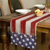 imageARKENY 4th of July Memorial Day Table Runner 13x72 Inches Star American Flag Holiday Farmhouse Stripe Burlap Indoor Kitchen Dining Patriotic Independence Table Decor for Home Party AT22072