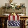 imageARKENY 4th of July Memorial Day Table Runner 13x72 Inches Star American Flag Holiday Farmhouse Stripe Burlap Indoor Kitchen Dining Patriotic Independence Table Decor for Home Party AT22072
