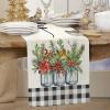 imageARKENY Merry Christmas Bottle Buffalo Plaid Table Runner 13x72 Inches Floral Winter Holiday Indoor Outdoor Table Decoration for Home