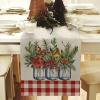 imageARKENY Merry Christmas Bottle Red Buffalo Plaid Table Runner 13x72 Inches Floral Winter Holiday Indoor Outdoor Table Decoration for Home