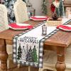 imageARKENY Merry Christmas Tree Buffalo Plaid Table Runner 13x72 Inches Green Winter Holiday Indoor Outdoor Table Decoration for HomeGreen