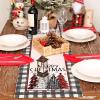 imageARKENY Merry Christmas Tree Buffalo Plaid Table Runner 13x72 Inches Green Winter Holiday Indoor Outdoor Table Decoration for HomeRed