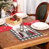 imageARKENY Merry Christmas Tree Buffalo Plaid Table Runner 13x72 Inches Green Winter Holiday Indoor Outdoor Table Decoration for HomeRed