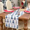 imageARKENY Merry Christmas Tree Table Runner 13x60 Inches Blue Winter Holiday Indoor Outdoor Table Decoration for HomeBlue