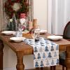 imageARKENY Merry Christmas Tree Table Runner 13x60 Inches Blue Winter Holiday Indoor Outdoor Table Decoration for HomeBlue