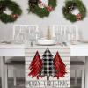 imageARKENY Merry Christmas Tree Table Runner 13x72 Inches Stripe Winter Holiday Indoor Outdoor Table Decoration for Home