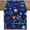 imageARKENY 4th of July Memorial Day Table Runner 13x72 Inches Freedom Stars Firework Holiday Farmhouse Blue Burlap Indoor Kitchen Dining Patriotic Independence Table Decor for Home Party AT61272