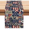 imageARKENY 4th of July Patriotic Table Runner 72 Inches Blue Freedom Sign American Independence Day Holiday Home Coffee Table Dining Farmhouse Party Tabletop Decoration AT42872