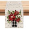 imageARKENY Christmas Floral Table Runner 13x72 Inches Check Vase Winter Holiday Indoor Outdoor Table Decoration for Home