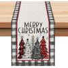 imageARKENY Merry Christmas Tree Buffalo Plaid Table Runner 13x72 Inches Green Winter Holiday Indoor Outdoor Table Decoration for HomeRed