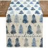 imageARKENY Merry Christmas Tree Table Runner 13x60 Inches Blue Winter Holiday Indoor Outdoor Table Decoration for HomeBlue