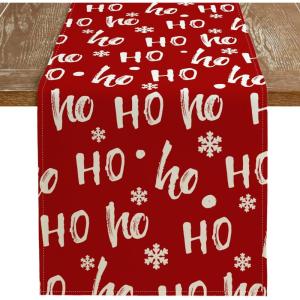 imageARKENY Christmas Red Table Runner 13x72 Inches Ho Winter Holiday Indoor Outdoor Table Decoration for HomeTable Runner  13X72