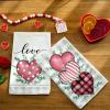 imagePink Buffalo Plaid Heart Love Valentines Day Kitchen Towels Set of 2Leaves Dish Hand Towels Holiday Anniversary Wedding Seasonal Decorations DD057Pink
