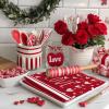 imageRed Love Valentines Day Kitchen Towels Set of 2Heart Tree Dish Hand Towels Holiday Anniversary Wedding Seasonal Decorations DD058