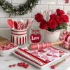 imageRed Love Vase Valentines Day Kitchen Towels Set of 2Heart Balloon Dish Hand Towels Holiday Anniversary Wedding Seasonal Decorations DD060